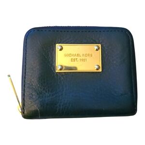 Michael Kors Blue Wallet with Gold Accents